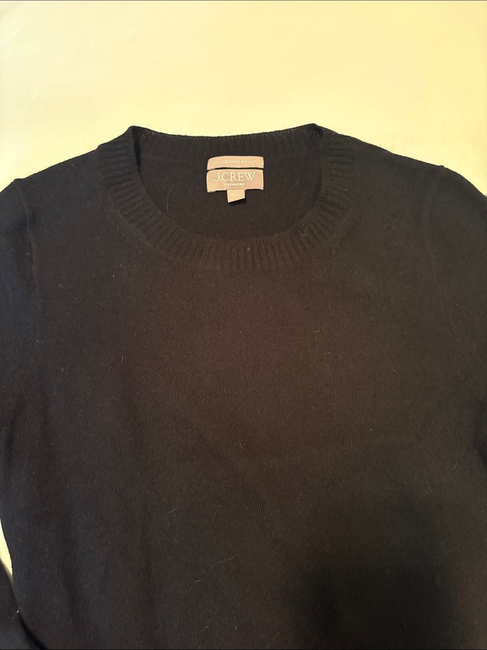 J. Crew Women's Black Cropped Fit Cashmere  Crewneck Sweater